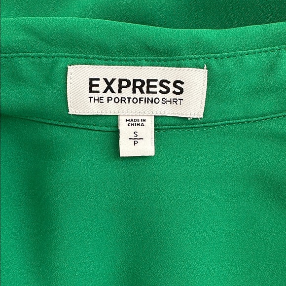 Express Vibrant Green Button-Down Shirt Size S/P. - Picture 13 of 16